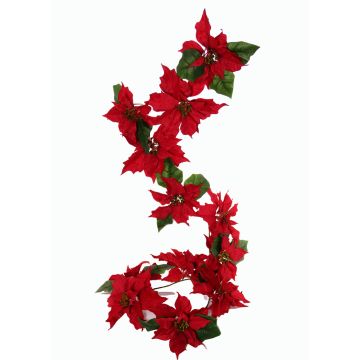 Guirlande artificielle de poinsettia TISHA, rouge, 180cm, Ø18-23cm