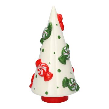 Figurine déco Sapin CRUMB en céramique, avec Bonbons, rouge-blanc-vert, 23,6cm, Ø11,8cm