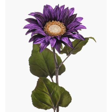 Tournesol en velours MAHEALANI, lilas foncé-or, 75cm