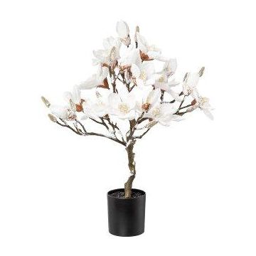 Arbre artificiel Magnolia DOLS, tronc artificiel, avec des fleurs, enneigé, 60cm