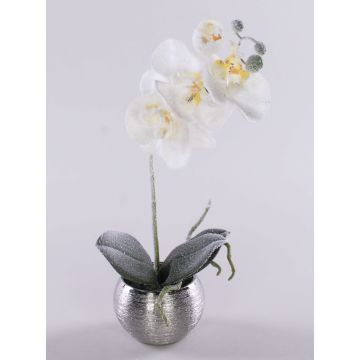 Orchidée Phalaenopsis artificielle KAREN, pot décoratif, givré, blanc, 35cm Orchidée Phalaenopsis artificielle KAREN, pot décoratif, givré, blanc, 35cm