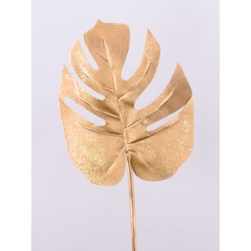 Feuille de philodendron Monstera Deliciosa artificielle ASMERET avec des paillettes, or, 70cm
