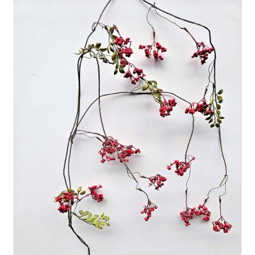 Guirlande de baies de sureau décorative CHAMBAL avec des fruits, rouge, 140cm Guirlande de baies de sureau décorative CHAMBAL avec des fruits, rouge, 140cm