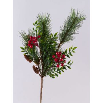 Branche décorative FREDEGONDA, pin, baies du sorbier, pommes de pin, rouge-vert, 65cm Branche décorative FREDEGONDA, pin, baies du sorbier, pommes de pin, rouge-vert, 65cm
