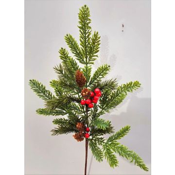 Branche décorative VARDALIA, sapin, baies, pommes de pin, rouge-vert, 75cm Branche décorative VARDALIA, sapin, baies, pommes de pin, rouge-vert, 75cm