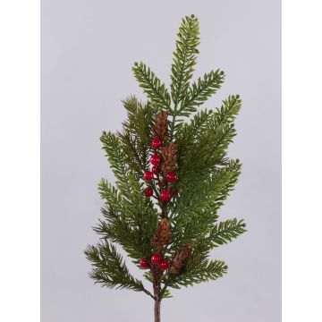 Branche décorative VARDALIA, sapin, baies, pommes de pin, rouge-vert, 75cm Branche décorative VARDALIA, sapin, baies, pommes de pin, rouge-vert, 75cm