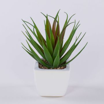 Agave decipiens artificiel KATNISS, pot en céramique, vert-rouge, 19cm