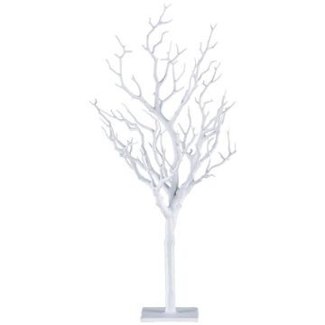 Tronc d'arbre artificiel sans feuillage FREMAL sur socle, avec branches, blanc, 40cm