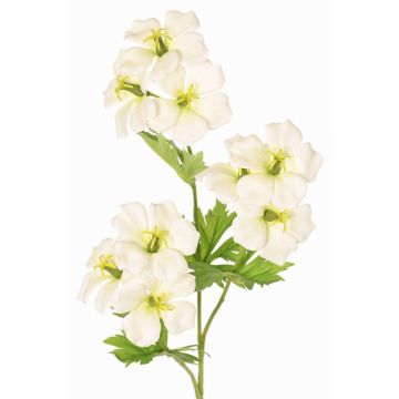 Plante artificielle : branche de géranium ZEDENA, blanc-vert, 70 cm, Ø 6 cm