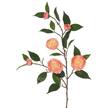 Branche de camélia artificielle YARINA avec fleurs, rose-crème, 75 cm