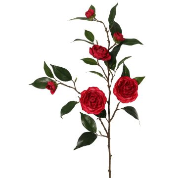 Branche de camélia artificielle YARINA avec fleurs, rouge, 75 cm