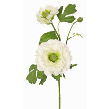 Branche de renoncule artificielle SAGARA, blanc-vert, 45 cm, Ø 5-9 cm
