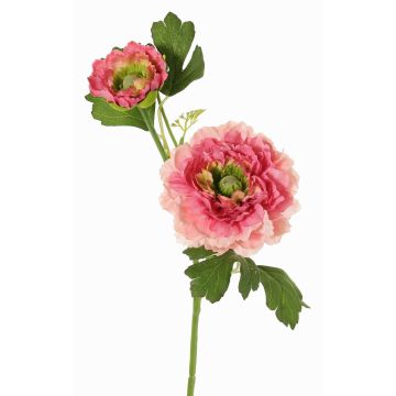 Branche artificielle de renoncule SAGARA, rose-fuchsia-vert, 45 cm, Ø 5-9 cm