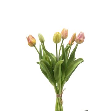 artificiel Bouquet de tulipes Mix LONA, rose-pêche-jaune, 40cm
