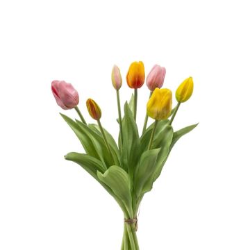 Bouquet de tulipes artificielles assorties LONA, rose-jaune-orange, 40cm Bouquet de tulipes artificielles assorties LONA, rose-jaune-orange, 40cm