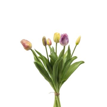 artificiel Bouquet de tulipes Mix LONA, jaune-rose-lilas, 40cm