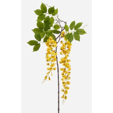 Grande branche de glycine artificielle NISSRINE avec fleurs, jaune, 145 cm
