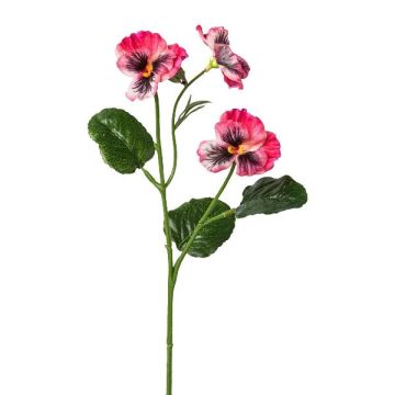 Branche décorative Pensée FREVON, rose fuchsia-blanc, 45cm