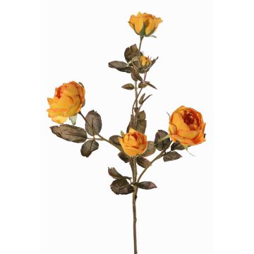 Branche de rose artificielle SITARA, orange-jaune, 75cm, Ø5-8cm Branche de rose artificielle SITARA, orange-jaune, 75cm, Ø5-8cm