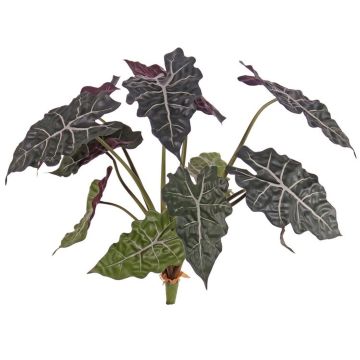 Alocasia Sanderiana artificiel AINARA, vert-blanc, 60cm