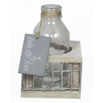 Vase à fleurs en verre LEATRICE OCEAN dans une boîte en bois, transparent, 8x8x11cm Vase à fleurs en verre LEATRICE OCEAN dans une boîte en bois, transparent, 8x8x11cm