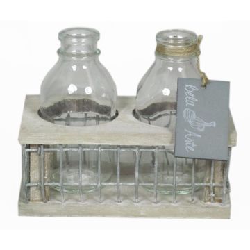 Vases à fleurs en verre LEATRICE OCEAN dans une boîte en bois, 2 verres, transparent, 14,5x8x11cm Vases à fleurs en verre LEATRICE OCEAN dans une boîte en bois, 2 verres, transparent, 14,5x8x11cm