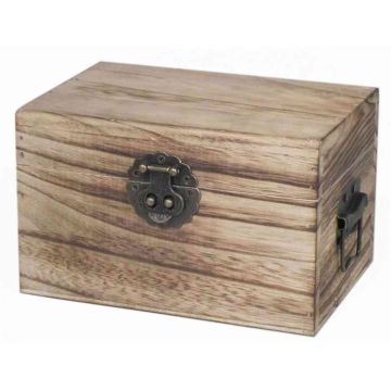 Coffret en bois au style rétro ADEVA, fermeture, anse, marron, 16x11x10cm