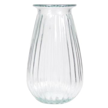 Vase en verre DORITA rainuré, transparent, 21 cm, Ø 13 cm Vase en verre DORITA rainuré, transparent, 21 cm, Ø 13 cm
