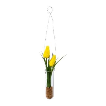 Composition de tulipes artificielles FRUKE dans un vase suspendu, jaune, 35cm Composition de tulipes artificielles FRUKE dans un vase suspendu, jaune, 35cm