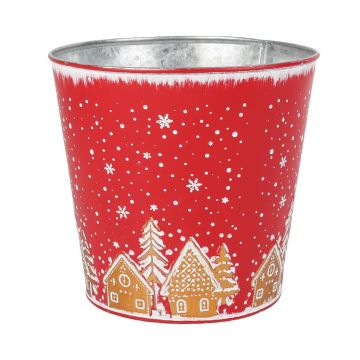 Pot en zinc MAVETA à motif Maison en pain d'épices, rouge-cuivre, 19cm, Ø20cm Pot en zinc MAVETA à motif Maison en pain d'épices, rouge-cuivre, 19cm, Ø20cm