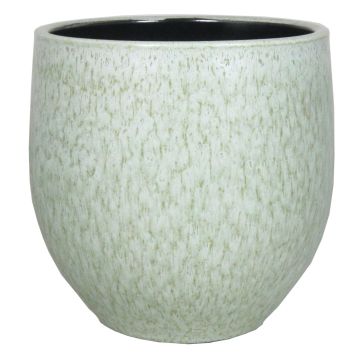 Cache-pot en céramique ELIEL, moucheté, vert menthe-blanc, 24cm, Ø24cm