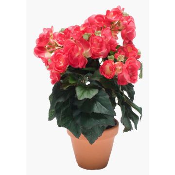 Bégonia artificiel CATINKA en pot de terre cuite, fuchsia, 30cm