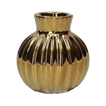 Bouteille en céramique OLLIVERA à cannelures, doré-métallisé, 6,5cm, Ø6cm Bouteille en céramique OLLIVERA à cannelures, doré-métallisé, 6,5cm, Ø6cm