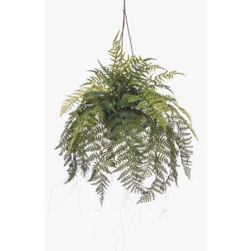 Plante artificielle: fougère à feuilles larges, suspension GRALON, pot décoratif, racines, suspendue, verte, 80cm Plante artificielle: fougère à feuilles larges, suspension GRALON, pot décoratif, racines, suspendue, verte, 80cm