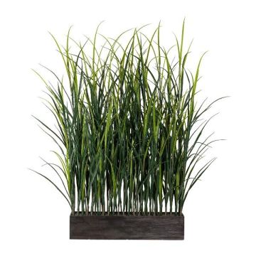 Herbe artificielle - Séparation de pièce en panicum ULINKA dans un bac en bois, vert, 105x50x120cm