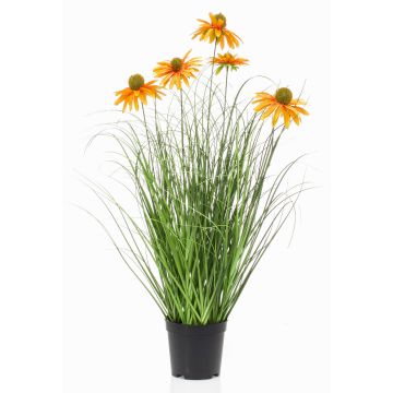 Herbe artificielle « chapeau de soleil » SHALLA avec fleurs, orange, 60 cm Herbe artificielle « chapeau de soleil » SHALLA avec fleurs, orange, 60 cm