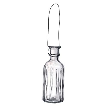 Bouteille en verre ANANKE rainurée, avec anse, transparente, 19 cm, Ø 7,4 cm Bouteille en verre ANANKE rainurée, avec anse, transparente, 19 cm, Ø 7,4 cm
