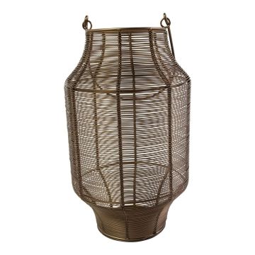 Lanterne en fer EMANUELE, avec anse, bronze, 48cm, Ø28cm Lanterne en fer EMANUELE, avec anse, bronze, 48cm, Ø28cm