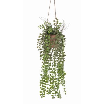 Plante suspendue artificielle : figuier grimpant GREGORIOS dans un pot décoratif, avec racines, vert, 90 cm
