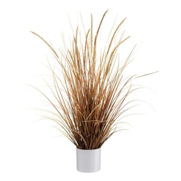 Herbe artificielle Carex WARTO dans un cache-pot en mélamine, panicules, brun-beige, 75cm