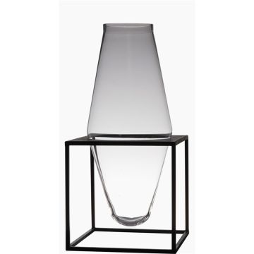 Vase à fleurs en verre CHINAJA avec support en métal, transparent, 61cm, Ø29cm