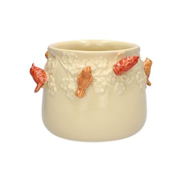 Cache-pot BIRDIE en céramique, avec des oiseaux en 3D, beige-rouge-orange, 11cm, Ø13,5cm Cache-pot BIRDIE en céramique, avec des oiseaux en 3D, beige-rouge-orange, 11cm, Ø13,5cm