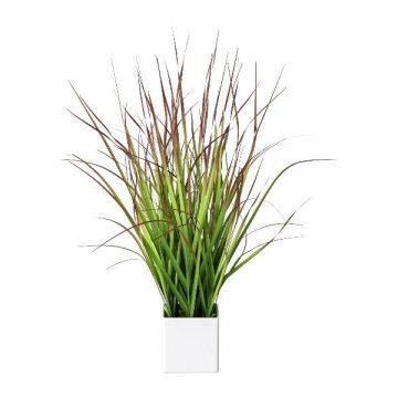Herbe artificielle Imperata cylindrica SANZA en pot décoratif, vert-rouge, 45cm