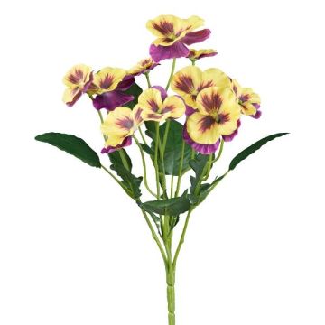 Fleur artificielle Pensée ZELKARO, piquet, mauve-jaune, 35cm