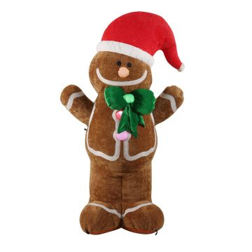 XXL Bonhomme en pain d'épices déco LEBRIO, gonflable, en peluche, LEDs, brun, 135x81x244cm XXL Bonhomme en pain d'épices déco LEBRIO, gonflable, en peluche, LEDs, brun, 135x81x244cm