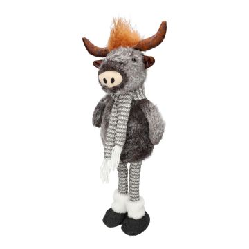 en peluche Dekotier Taureau STADEN, debout, gris, 25x19x67cm