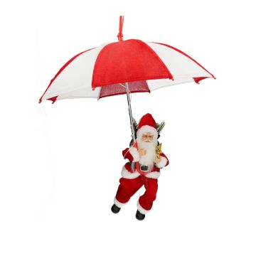 suspendu Père Noël Noël SISSON avec Schirm, LEDs, rouge-blanc, 77cm, Ø70cm