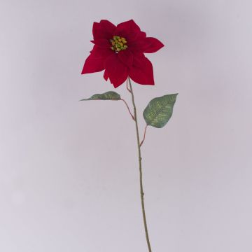 Poinsettia artificiel en velours LIBASSE, rouge foncé, 65 cm