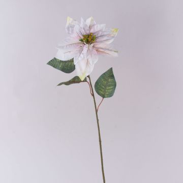 Poinsettia artificiel en velours LIBASSE, blanc-rose, 65 cm