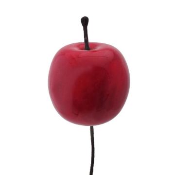 Fruit décoratif Pomme NIPON avec une tige, 6 pièces, rouge, 3,5cm